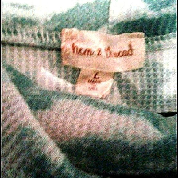 Hem & Thread White & Mint Green Camo Waffle Knit Cowl Neck Sweatshirt Athleisure - Picture 6 of 6